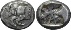 DYNASTS OF LYCIA. Uncertain dynast. Stater (Circa 520-460 BC). Obv: Forepart of boar left. Rev: Irregular incuse square. Falghera 11; SNG Copenhagen Suppl. 368; SNG von Aulock 8460. Condition: Very fi