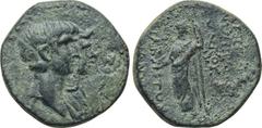 LYDIA. Cilbiani Superiores. Nero with Agrippina II (54-68). Ae. Au- Anton-, son of Poulichros, magistrate. Obv: NEPUN KAΙΣAP. Jugate head of Nero and draped bust of Agrippina right. Rev: ΕΠΙ ΑΥ ΑΝΤUΝ 