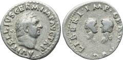 VITELLIUS (69). Denarius. Rome. Obv: A VITELLIVS GERM IMP AVG TR P. Laureate head right. Rev: LIBERI IMP GERM AVG. Confronted and draped busts of the son and the daughter of Vitellius (Aulus and Vitel