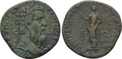 PERTINAX (192-193). Sestertius. Rome. Obv: IMP CAES P HELV PERTINAX AVG. Laureate head right. Rev: PROVIDENTIAE DEORVM COS II / S - C. Providentia standing left, extending right hand to star. RIC 22. 