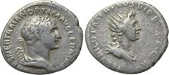 TRAJAN (98-117). Denarius. Rome. Obv: IMP CAES NER TRAIAN OPTIM AVG GER DAC PARTHICO. Laureate and draped bust of Trajan right. Rev: P M TR P COS VI P P SPQR. Radiate and draped bust of Sol right. Woy