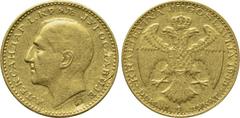 YUGOSLAVIA. Alexander I. (1921-1934). GOLD Ducat (1933). Belgrade. Obv: АЛЕКСАНДАР I. КРАЉ JУГОСЛАВИЈE. Bare head left. Rev: KRALJEVINA JUGOSLAVIJA 1933 / DUKAT 1 ДУКАТ. Crowned imperial eagle with co