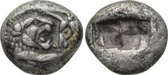 KINGS OF LYDIA. Kroisos (Circa 560-546 BC). Siglos. Sardes. Obv: Confronted foreparts of lion and bull. Rev: Two square incuse punches. SNG Kayhan 1024-6. Condition: Very fine. Weight: 5.14 g. Diamete