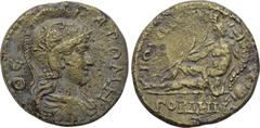 LYDIA. Gordus Julia. Pseudo-autonomous (2nd century AD). Ae. Obv: ΘЄA POMH. Helmeted, draped and cuirassed bust of Roma right. Rev: IOVΛIA ΓORΔHN. River god Phrygius reclining left, holding reed and c
