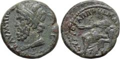 LYDIA. Maionia. Pseudo-autonomous. Time of the Antonines (Circa 138-180). Ae. Appas, strategos for the third time. Obv: ZЄVC OLVMΠIOC. Head of Zeus Olympios left, wearing taenia. Rev: CTP TO Γ AΠΠA MA