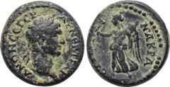 LYDIA. Nacrasa. Trajan (98-117). Ae. Obv: AY NЄP TRAIANON CЄ ΓЄP. Laureate head right. Rev: NAKPACITΩN. Nike standing left, holding wreath and palm frond. SNG von Aulock 3036; BMC 15. Condition: Very 