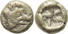 KINGS OF LYDIA. Time of Ardys-Alyattes. 1/24 Stater (Circa 630-564/53 BC). Sardes. Obv: Head of boar right. Rev: Incuse square punch. Rosen 282; cf. SNG Kayhan 1011 (1/12 stater). Very rare Condition:
