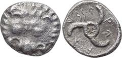 DYNASTS OF LYCIA. Vekhssere II (Circa 400-380 BC). Third Stater. Obv: Facing scalp of lion. Rev: WAXSSERE in Lycian . Triskeles around central sunburst; all within incuse square. Falghera -; Traité II