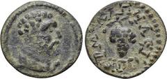 LYDIA. Hermocapelea. Pseudo-autonomous. Time of Septimius Severus to Caracalla (193-217). Ae. Obv: Head of Hercules right, with lion skin around neck. Rev: ЄPMOKAΠΗΛЄITΩN. Grape bunch. Weber 6823; BMC