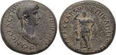 LYDIA. Hierocaesaraea. Agrippina II (Augusta, 50-59). Ae. Obv: AΓPIΠΠINAN ΘЄAN CЄBACTHN. Draped bust right. Rev: IЄPOKAICAPЄΩN ЄΠI KAΠITΩNOC. Artemis Persica standing facing, drawing bow from quiver; 