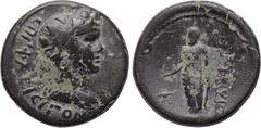LYDIA. Sardes. Pseudo-autonomous. Time of Vespasian (69-79). Ae. T. Fl. Eisigonus, magistrate. Obv: ЄΠΙ ΦΛ ЄΙCΙΓΟΝΟV. Head of Dionysos right, wearing ivy wreath. Rev: CAPΔΙΑΝΩΝ. Zeus standing left, ho