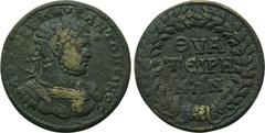 LYDIA. Thyateira. Caracalla (197-217). Ae. Obv: AVT K P K M AVP ANTΩNEINOC. Laureate, draped and cuirassed bust right, Medusa on chest. Rev: ΘVΑ / TEIPH / NΩN. Legend in wreath. SNG von Aulock 3226. C