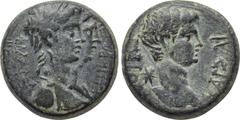 LYDIA. Philadelphia. Caligula (AD 37-41). Ae. Melanthus, magistrate. Obv: ΓAIOΣ KAIΣAP. Bare head right, star behind. Rev: ΦIΛAΔEΛΦEΩN / MEΛANΘOΣ IEPEYΣ / ΓEPMANIKOY. Jugate, laureate, and draped bust