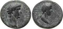 LYDIA. Thyateira. Claudius (41-54). Ae. Obv: ΤΙ ΚΛΑΥΔΙΟΣ ΚΑΙΣΑΡ ΣΕΒΑΣΤΟΣ. Bare head of Claudius right. Rev: ΑΓΡΙΠΠΙΝΑΝ / ΣΕΒΑΣΤΗΝ ΘΥΑΤΙΡΗΝΟΙ. Draped bust of Agrippina II right. RPC I 2380. Condition: 