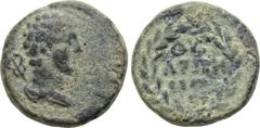 LYDIA. Thyateira. Pseudo-autonomous. Ae (Circa 30-276). Obv: Draped bust of Hermes right, kerykeion behind. Rev: ΘYA / TEIPH / NΩN. Legend in 3 lines within wreath. SNG Copenhagen 573. Condition: Very