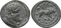 LYDIA. Apollonis. Pseudo-autonomous. Ae (1st-3rd century AD). Obv: Head of Herakles right. Rev: AΠOΛΛΩNIΔЄΩN. Lion standing right. BMC 15-16. Condition: Very fine. Weight: 1.82 g. Diameter: 14 mm.