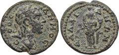 LYDIA. Daldis. Pseudo-autonomous. Time of Septimius Severus (193-211). Ae. Obv: IEPOC ΔHMOC. Laureate and draped bust of Demos right. Rev: ΔAΛΔIANΩN. Tyche standing facing, head left, holding patera a