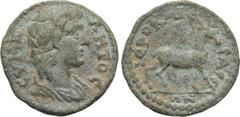 LYDIA. Hierocaesaraea. Pseudo-autonomous. Time of Nero to Hadrian (54-138). Ae. Obv: CYNKΛHTOC. Draped bust of the senate right. Rev: IEPOKAICAPEΩN. Stag advancing right. Imhoof-Blumer, LS p. 18, no. 