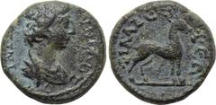 LYDIA. Philadelphia. Pseudo-autonomous. Time of Septimius Severus (193-211). Ae. Obv: IEPA CVNKΛHTOC. Draped bust of the Senate right. Rev: ΦIΛAΔEΛΦEΩN. Stag standing right. SNG von Aulock 3063. Condi