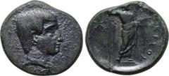 LYDIA. Uncertain. Gamerses (Early 4th century BC). Obv: Bare head right, wearing necklace and long hair braid. Rev: ΓAMEPΣOY. Zeus standing right, holding sceptre and eagle; star to left. Winzer 15. C