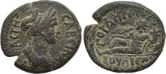 LYDIA. Gordus Julia. Sabina (Augusta, 128-137). Ae. Obv: CABEINA CEBACTH. Diademed and draped bust right. Rev: ΓOPΔHNΩN / IOVΛIEΩΝ. River god Phrygius reclining left, holding reed and cornucopia and r