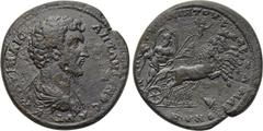 LYDIA. Maeonia. Marcus Aurelius (161-180). Quintus II, first archon. Obv: AVT K M AVPHΛIC ANTΩNEINΟC. Draped and cuirassed bust right. Rev: ΕΠΙ ΚVΕΙΝΤΟV Β ΑΡΧ Α ΜΑΙΟΝΩΝ. Hades driving quadriga right, 