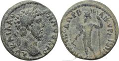 PHRYGIA. Ankyra. Lucius Verus (161-169). Ae. Obv: ΑV KAI Λ AVPHΛ OVHPO. Laureate head right. Rev: EΠΙ MHNOΔΟΡ Β NE ANKVPANΩN. Zeus standing left with anchor and sceptre. RPC IV online 1729. Condition:
