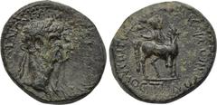 LYDIA. Mostene. Claudius, with Agrippina II (41-54). Ae. Pedanius, magistrate. Obv: TI KΛAYΔION KAICAPA ΘEAN AΓΡIΠΠINAN. Jugate draped busts of Claudius, laureate, and Agrippina right. Rev: EΠI ΠEΔANI