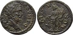 LYDIA. Saitta. Septimius Severus (193-211). Ae. Obv: AV K Λ CE CEOVHPOC ΠEP. Laureate head right. Rev: CAITTHNΩN. Tyche standing facing, head left, holding cornucopia and rudder. SNG von Aulock -; BMC