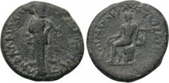 LYDIA. Daldis. Pseudo-autonomous issue. Time of the Flavians (69-96). Ae. Menekrates, strategos. Obv: ΦΛABIOΠOΠЄITΩN ΔAΛΔIANΩ. Herm of Hercules right, with lion skin and club. Rev: ЄΠI MЄNЄKPATOY CTPA