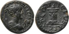 LYDIA. Hierocaesarea. Pseudo-autonomous. Time of Trajan to Hadrian (98-138). Ae. Obv: ΠЄΡСΙΚΗ. Draped bust of Artemis Persica right, with quiver over shoulder; bow and arrow to right. Rev: ΙЄΡΟΚΑΙСΑΡЄ