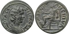 LYDIA. Magnesia ad Sipylum. Otacilia Severa (Augusta, 244-249). Ae. Obv: M ΩTA CЄBHPA CЄB. Diademed bust right, set on crescent. Rev: MAΓNHTΩN CIΠVΛ. Cybele seated left on throne, holding patera; to l
