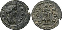LYDIA. Philadelphia. Pseudo-autonomous (3rd century). Ae. Obv: ΦΛ ΦΙΛAΔЄΛΦЄΩN. Turreted and draped bust of Tyche right. Rev: NЄΩKOPΩN. Nike flying right, holding open wreath. SNG Copenhagen 366-7. Ex 