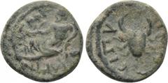 LYDIA. Magnesia ad Sipylum. Pseudo-autonomous (Mid 3rd century). Ae. Obv: MAΓNHTΩN. River god Hermus reclining left, holding cornucopia and resting elbow upon overturned urn from which liquid flows. R