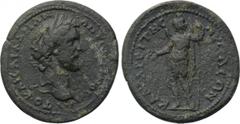 LYDIA. Nysa. Antoninus Pius (138-161). Ae. Obv: ΑΥΤΟ ΚΑΙСΑΡ ΑΔΡΙΑΝ ΑΝΤΩΝЄΙΝΟС. Laureate head right. Rev: ΚΑΜΑΡЄΙΤΗС ΝΥСΑЄΩΝ. Mên Kamareites standing left, holding patera and sceptre. RPC IV online 136