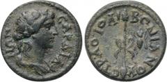 LYDIA. Sardis. Pseudo-autonomous. Time of Trajan (98-117). Ae. Lo. Io. Libonianus, strategos. Obv: СΑΡΔΙΑΝΩΝ. Draped bust of Dionysus right, wearing ivy wreath. Rev: СΤΡ ΛΟ ΙΟ ΛΙΒΩΝΙΑΝΟΥ. Filleted thy