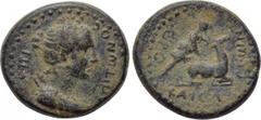 LYDIA. Hierocaesarea. Pseudo-autonomous. Time of Nero (54-68). Ae. Capito, high priest. Obv: ЄΠI KAΠITωNOC. Draped bust of Artemis Persica right. Rev: IЄPOKAICAPЄωN. Artemis kneeling on back of stag r
