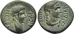 LYDIA. Sardis. Nero (54-68). Ae. Mindios, magistrate. Obv: NEPΩN KAICAP. Laureate head of Nero right. Rev: EΠΙ MINΔIOY CAPΔIANΩN. Laureate head of Hercules right, with lion skin tied around neck. RPC 