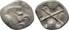 DYNASTS OF LYCIA. Uncertain dynast (Circa 520-470/60 BC). 1/3 Stater. 'Predynastic' period. Obv: Forepart of boar right. Rev: Incuse square divided by large X. Falghera 20 var. (obv. type left); SNG C