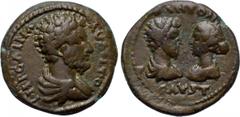 MYSIA. Parium. Marcus Aurelius with Faustina II (161-180). Ae. Obv: IMP CAI MA AV ANTO. Bareheaded, draped and cuirassed bust of Marcus Aurelius right. Rev: ANTON / FAVST. Bareheaded, draped and cuira