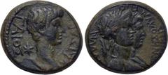 LYDIA. Philadelphia. Caligula (37-41). Ae. Hermogenes Olympionikes, magistrate. Obv: ΓAIOΣ KAIΣAP. Bare head of Caligula right; star to left. Rev: ΦΙΛΑΔΕΛΦΕΩΝ EPMOΓENHΣ OΛYMΠIONIKHΣ. Jugate laureate b