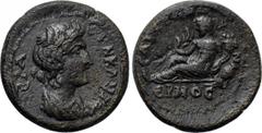 LYDIA. Saitta. Pseudo-autonomous. Time of Marcus Aurelius (161-180). Ae. Obv: IЄPA CVNKΛHTOC. Draped bust of the Senate right. Rev: CAITTHNΩN / ЄPMOC. River god Hermos reclining left, holding reed and