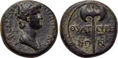 LYDIA. Thyatira. Nero (54-68). Ae. Obv: NЄΡΩN KΛAYΔIOC KAICAP CЄBA. Bareheaded and draped bust right. Rev: ΘYAT - ЄIPH / NΩ - N. Bipennis. RPC I 2382; SNG München 613-6; SNG Copenhagen 597; BMC 62-4. 