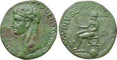 NERO CLAUDIUS DRUSUS (Died 9 BC). Sestertius. Imitating Rome. Struck under Claudius (41-54). Obv: NERO CLAVDIVS DRVSVS GERMANICVS IMP. Bare head left. Rev: TI CLAVDIVS CAESAR AVG P M TR P IMP P P / S 
