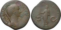 ANTONIA II (Augusta, 37 and 41). Dupondius. Rome. Struck under Claudius (41-54). Obv: ANTONIA AVGVSTA. Draped bust right; c/m: NCAPR in incuse rectangle. Rev: TI CLAVDIVS CAESAR AVG P M TR P IMP. Clau