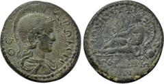 LYDIA. Gordus-Julia. Pseudo-autonomous. Time of the Antonines (138-192). Ae. Obv: ΘЄΑ ΡΩΜΗ. Helmeted, draped and cuirassed bust of Roma right. Rev: ΙOVΛΙЄΩΝ ΓOΡΔΗΝΩΝ. River god reclining left, holding