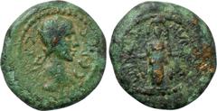 LYDIA. Hypaepa. Agrippina II (Augusta, 50-59). Ae. Obv: CЄBACCTH. Draped bust right. Rev: VΠAIΠHNΩN. Facing statue of Artemis Anaïtis. RPC I 2541; SNG von Aulock -; SNG Copenhagen -; BMC -; SNG Münche