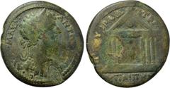 LYDIA. Hypaepa. Marcus Aurelius (161-180). Ae. Gouras IV, first strategos for the second time. Obv: AV K M AVP ANTΩNINOC. Laureate and cuirassed bust right; c/m: facing statue of Artemis Anaïtis. Rev: