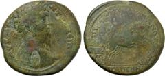 LYDIA. Hypaepa. Marcus Aurelius (161-180). Ae. Apo. Ioulianos, strategos. Obv: ΑV Κ Μ ΑV ΑΝΤΩΝЄΙN. Laureate, draped and cuirassed bust right; c/m: facing statue of Artemis Anaïtis. Rev: ЄΠΙ Λ Π ΙΟVΛΙΑ