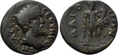 LYDIA. Maeonia. Septimius Severus (193-211). Ae. Obv: Λ CЄΠ CЄOVHPOC Π. Laureate head right. Rev: MAIONΩN. Herakles standing right, holding club, cornucopia and lion skin. SNG von Aulock -; SNG Copenh